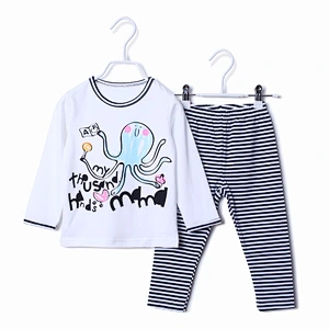 100%cotton Long Sleeve Children pajama set latest casual kids sleepwear