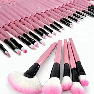 Custerized 32 pieces Makeup Brush Set pink white and red hair with PU cosmetic bag 32 Makeup Brush Set 32 piece private label