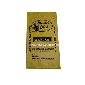 Cheap and durable flexo printing yellow plastic pp woven salt packing bag for sugar,iodate,feed salt,fertilizer