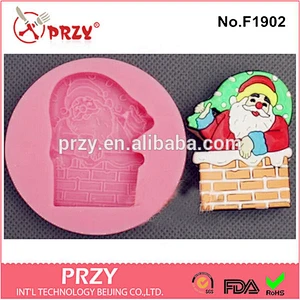 F1902 PRZY fondant santa shape silicone mold for cake decorating