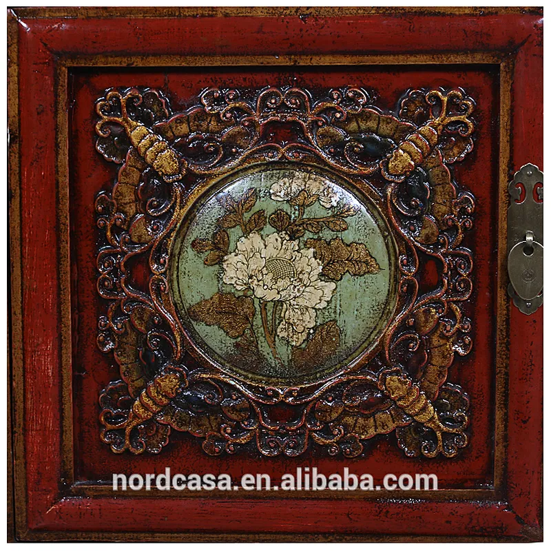Chinese antique lacquerd glossy furniture solid wood TV cabinet for luxury use