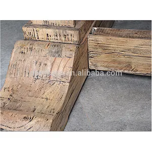 Vintage wood dining table carved square old pine table
