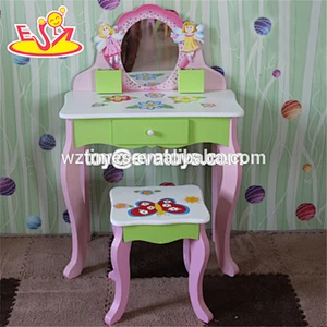 Wholesale beautiful dressing table design cartoon wooden dresser toy for baby W10D164
