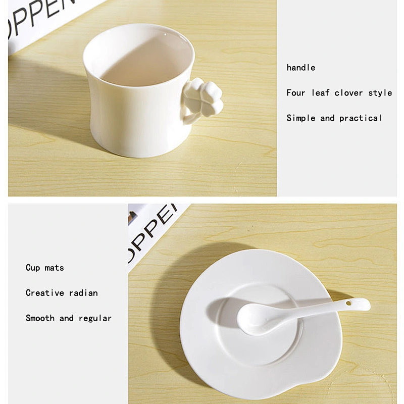 Best Selling Porcelain ware Tea Pot Set Promotional Simple Ceramic Tea Cup with Handle and Tray