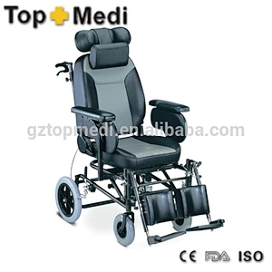 TOPMEDI Rehabilitation Therapy Supplies High Back Reclining Wheelchair for elderly