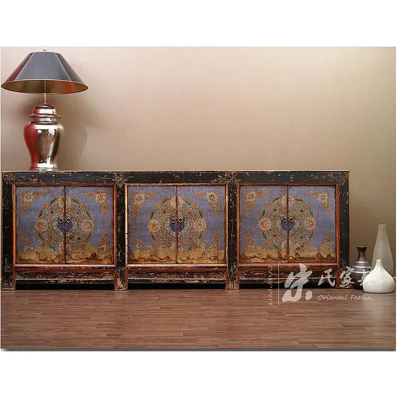 Traditional chinese furniture vintage furniture china antique black and purple furniture distress lacquered three door cabinet