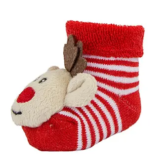3d cartoon snow man christmas red baby thick terry socks