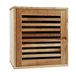 Nordic strip solid oiled walnut wood small bathroom corner cabinet with 1 door