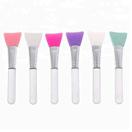 Wholesale white plastic handle flat silicone face/facial mask applicator brush