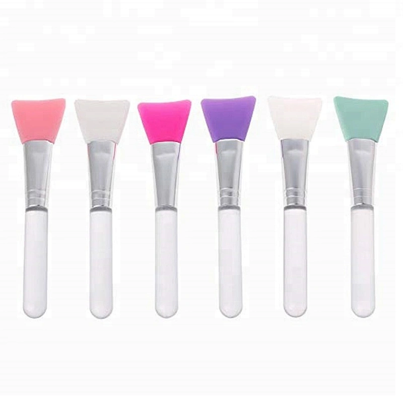 Wholesale white plastic handle flat silicone face/facial mask applicator brush