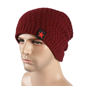 Navy Blue Plain Merino Wool Knit Winter Slouch Mens Custom Beanie Hat