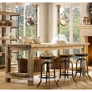 Rustic style antique elm dining furniture vintage wooden table