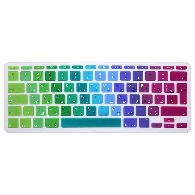 Silicone Rainbow Laptop Arabic language keyboard covers Keyboard skin keyboard protector For Macbook Air A1465 EU Version
