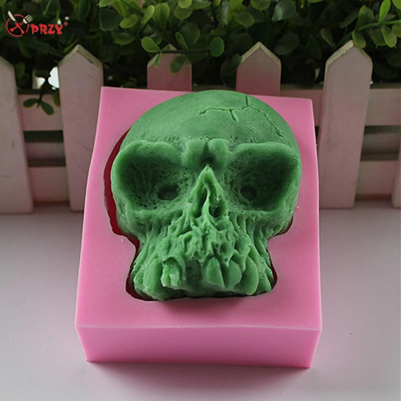 Horrible silicone Chocolate Skull heads Soap Molds decorative Silicone fondant cake skull head Molds