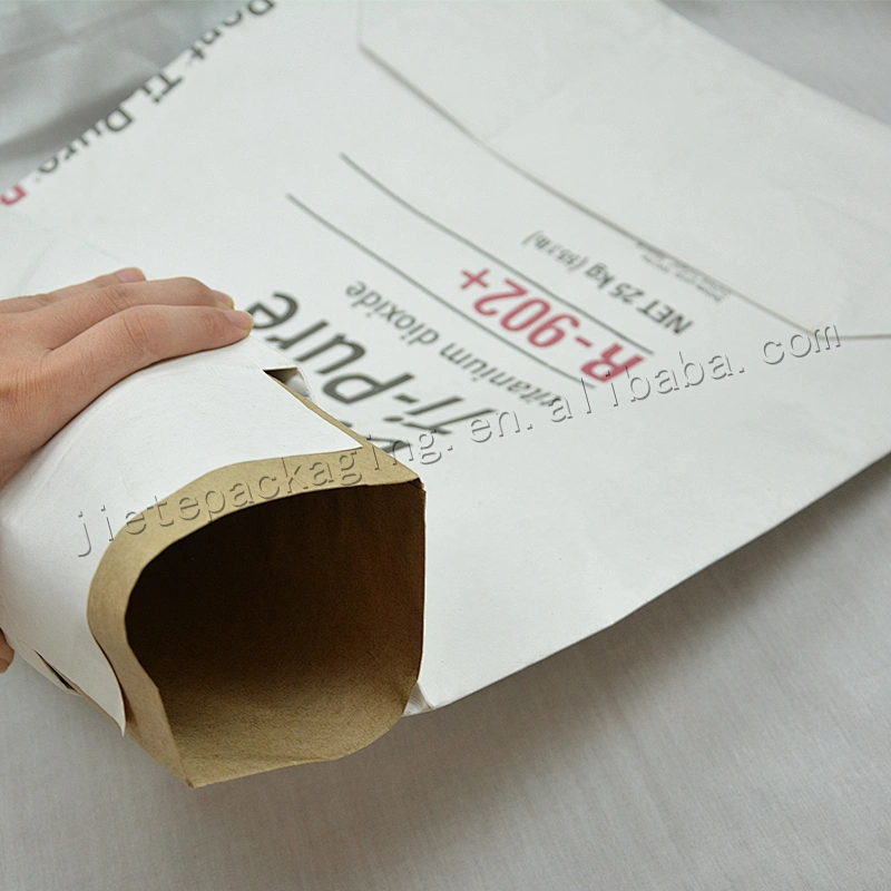 Multilayer kraft paper cement bag with lining and stoma for 25kg 50kg Ti-pure