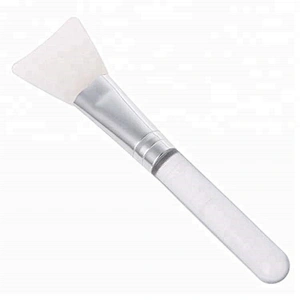 Wholesale white plastic handle flat silicone face/facial mask applicator brush