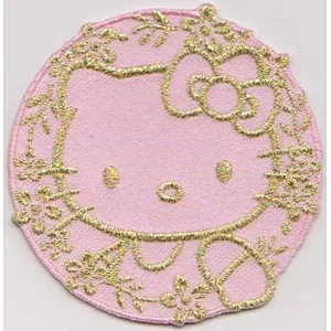 Wholesaler lovely cat embroidery patch metallic thread with Iron on backing