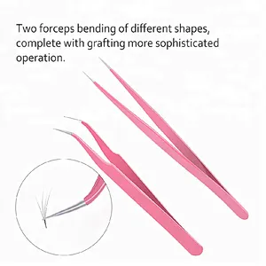 High Quality Wholesale Mini Black False Eyelash Extension Stainless Steel Slant Tip Lash Tweezer Sets Manufacturer