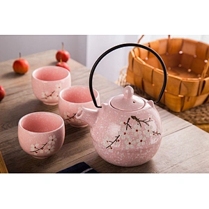 Handmade Ceramic Tea Set Popular Home Used Porcelain Tea Pot Cup Set Customized Logo Door Gifts