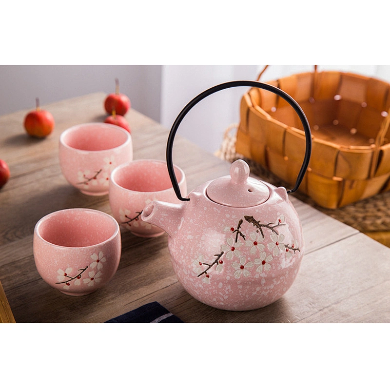 Handmade Ceramic Tea Set Popular Home Used Porcelain Tea Pot Cup Set Customized Logo Door Gifts