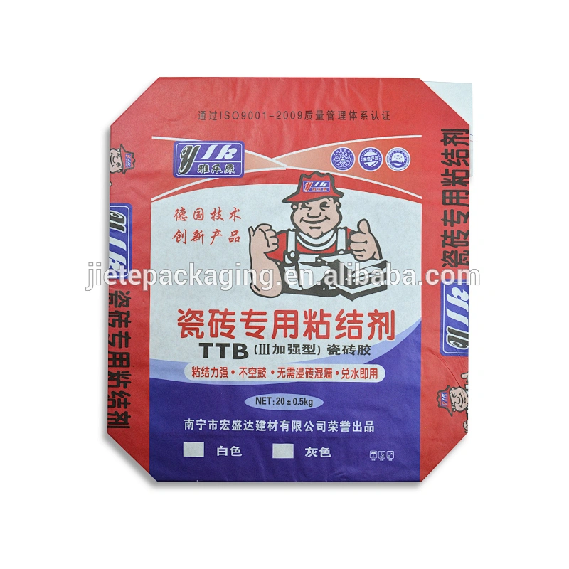 industrial use kraft paper valve bag for cement, tile adhesive, mortar packaging 20kg 25kg