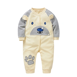 Fashionable Design Multi-color Autumn Long Sleeve Baby Clothes Animal Bear Pattern Romper Cotton Jumpsuit