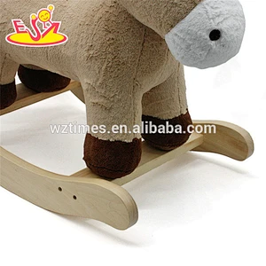 Wholesale baby wooden animal plush toy with rocker W16D113