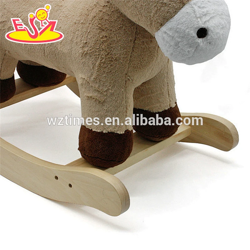 Wholesale baby wooden animal plush toy with rocker W16D113