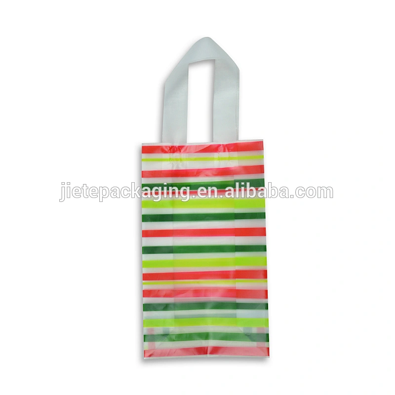 *custom design economic pe plastic color stripes shopping bag with handle
