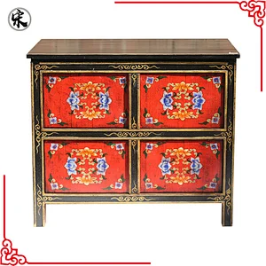 chinese antique reproduction lacquer painted oriental buffet storage furniture