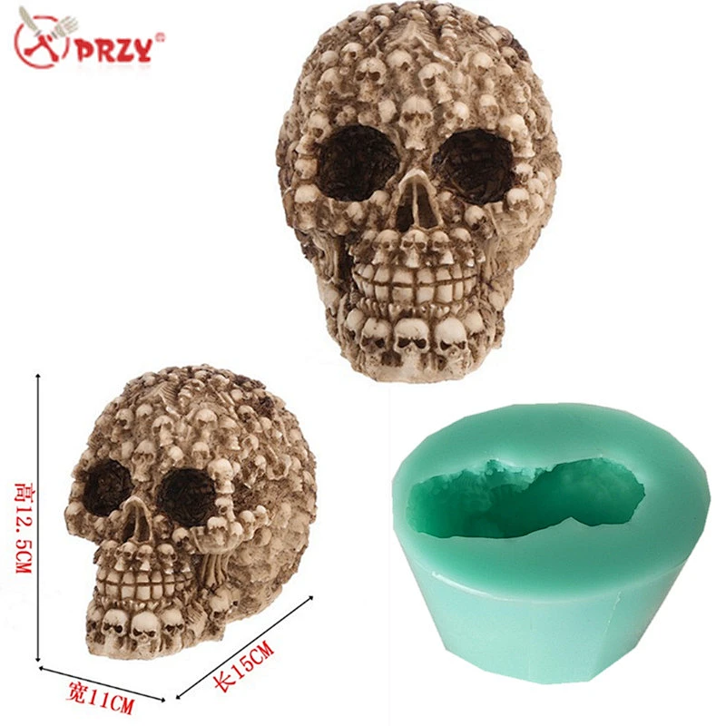 New horrorible skull Bar Crafts mold Silicone candle molds DIY fondant Cake decorations mould