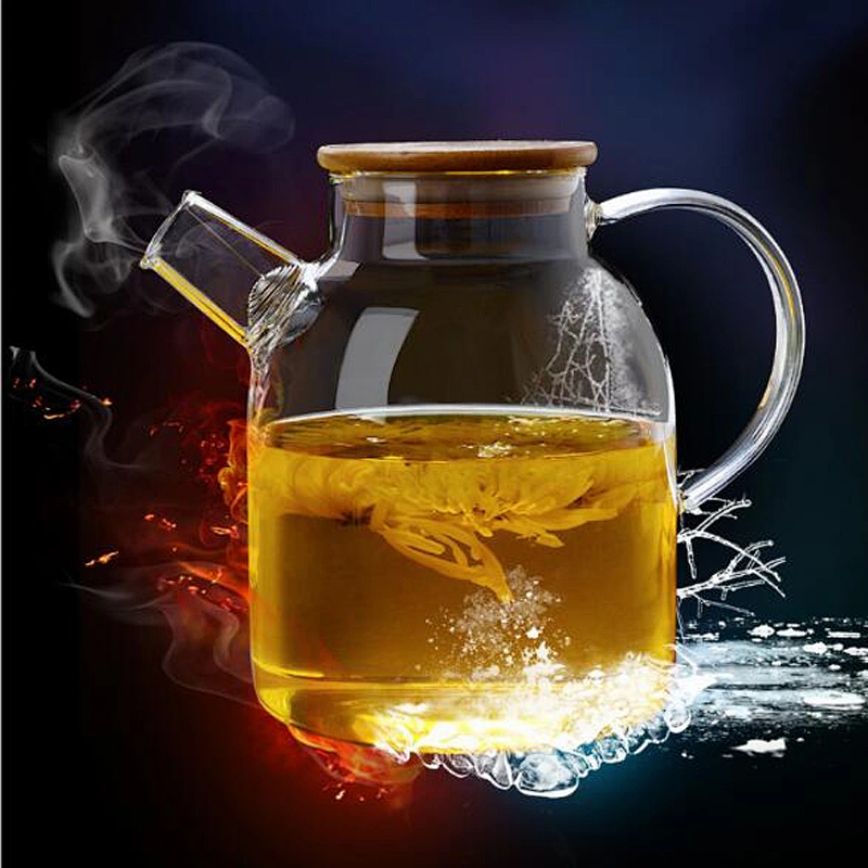 High quality glass bottle hot water kettle Tea pot big capacity glass cup 1800ml for green tea
