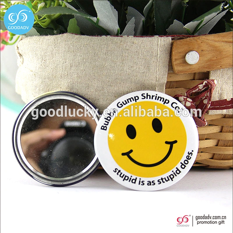 Cheap fashion design attached mirror decorative hand mirror tinplate mini round mirror