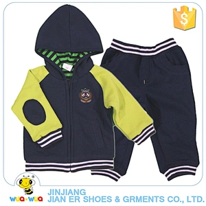 High quality sport style winter cotton hooded coat boy clothes clothing set