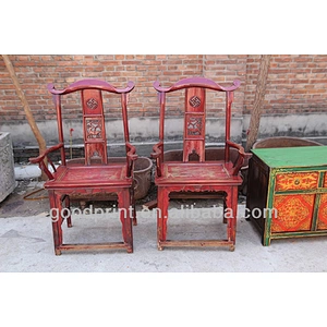Chinese Antique Dark Red Asian Chair
