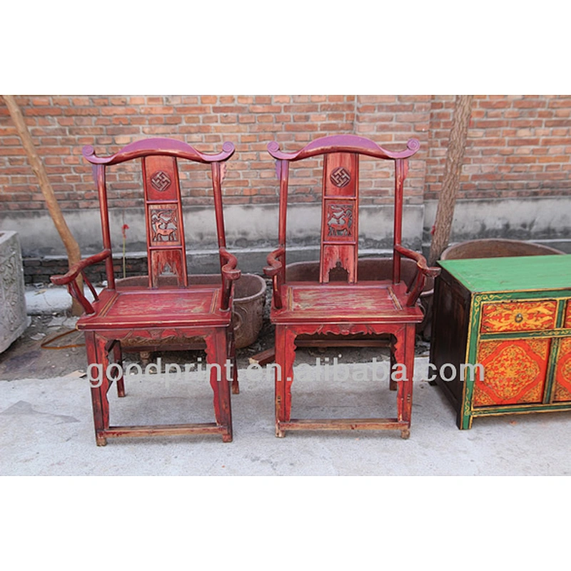 Chinese Antique Dark Red Asian Chair