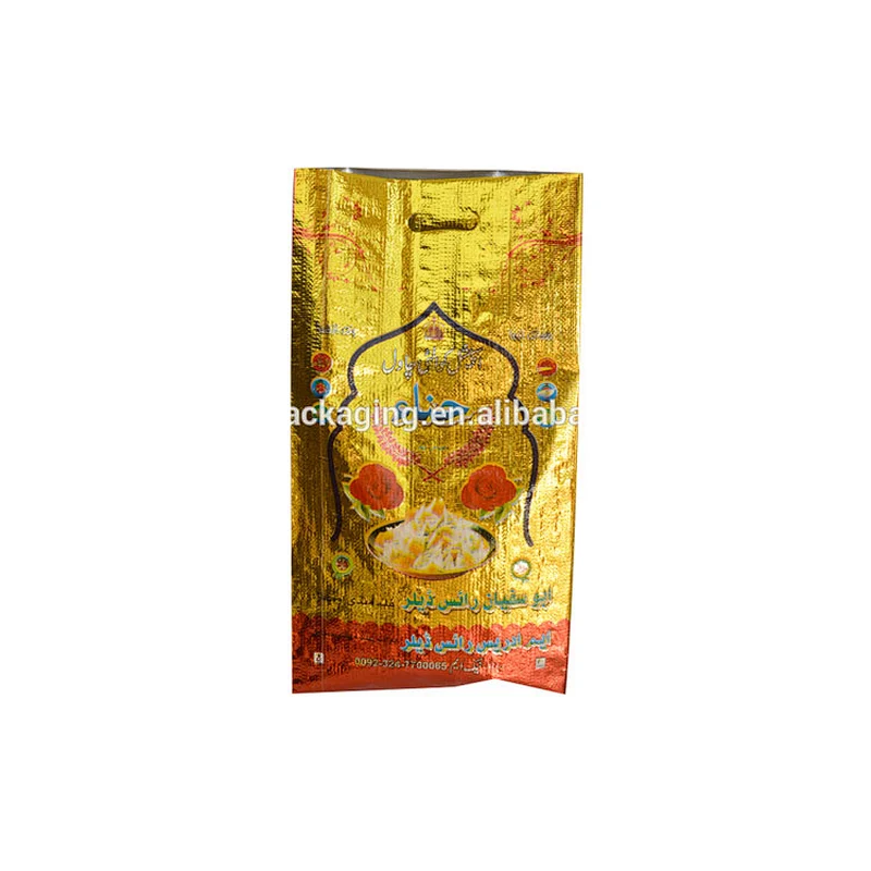 Customized foil laminated gold printing pp woven multi color laminated rice bags