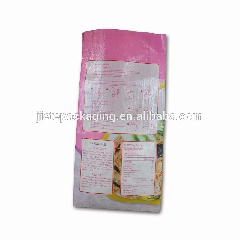 bopp film lamination printed transparent fabric pp woven rice bag 10kg 25kg