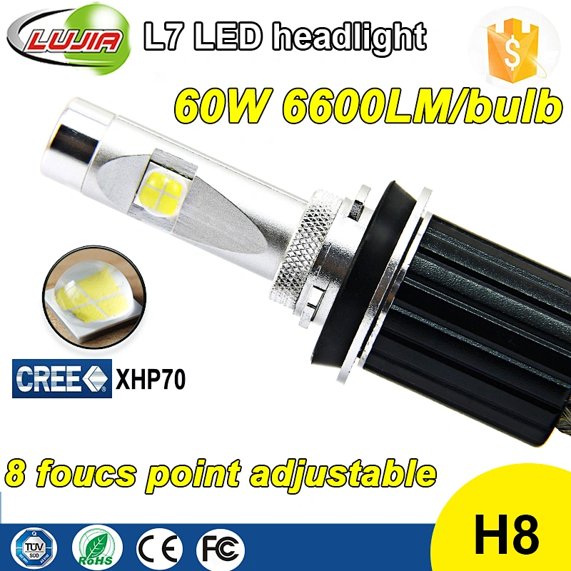 24 months warranty L7 LED headlight H8 H9 H11 with crees XHP70 chips 13200lm super lighting all-in-one fanless led headlight H8