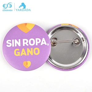 Custom printing round metal tin button badge with safety pin