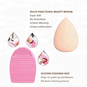 Private Label 10pcs Makeup Brush Set With Makeup Sponge Brush Cleaning Pad