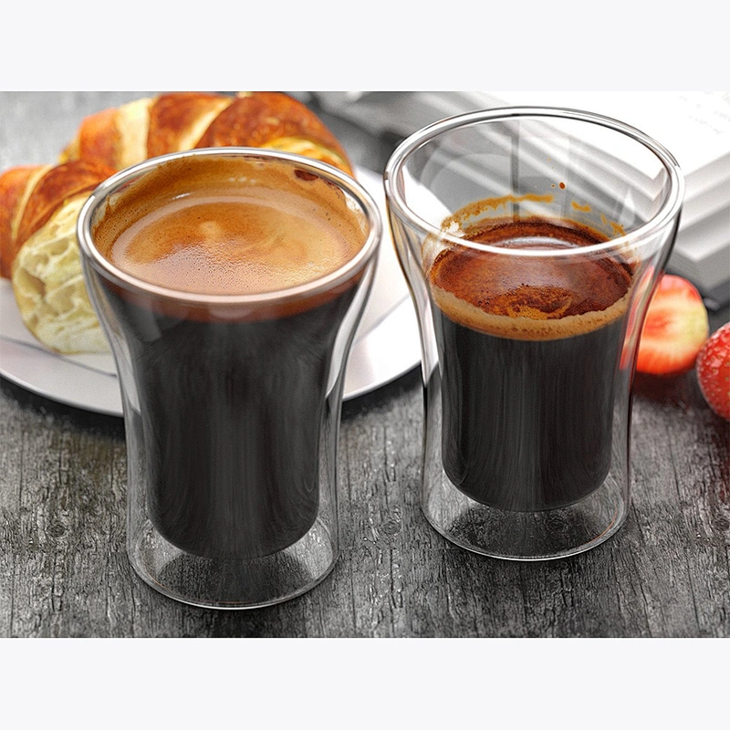 Guangzhou manufactory best selling products double wall tea glass flashlight mug & glass coffee cup with handle