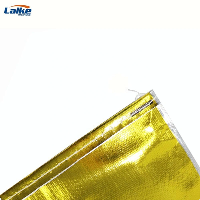 Eco friendly gold foil laminated tea packaging seed rice wheat flour  pp woven sack bag