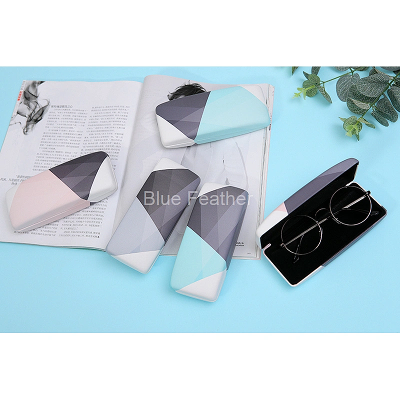 Hard Shell Geometric Eyewear Case with Pastel Accents for Stylish Users