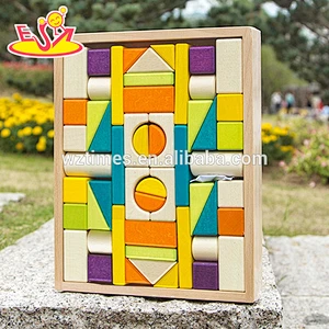 2018 Wholesale preschool wooden kids building blocks construction toys W13A131