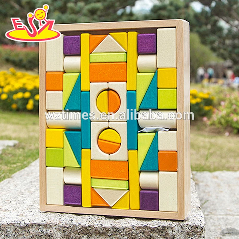 2018 Wholesale preschool wooden kids building blocks construction toys W13A131