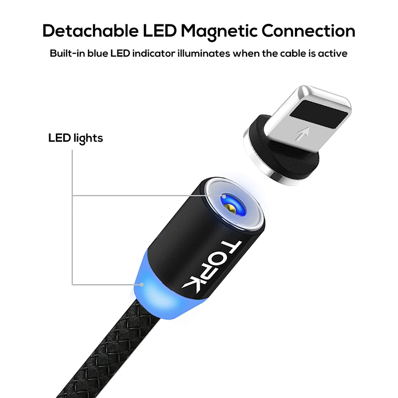 Hot sale factory supply usb cable fishing net round magnetic line for iphone