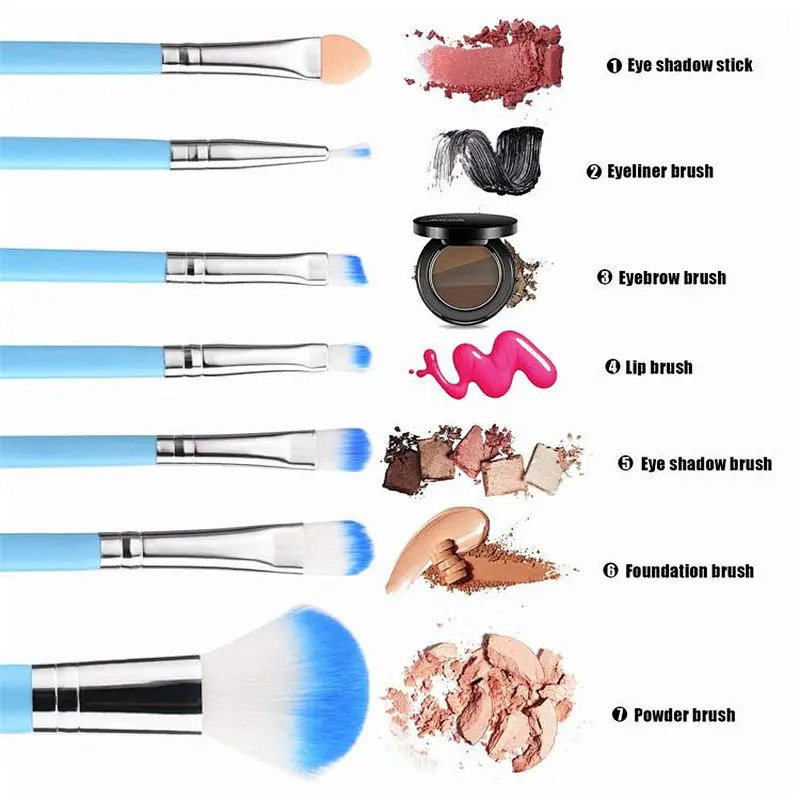 7pcs small professional makeup Brushes set for Foundation Concealer Lip Eyebrow Eyeline Eye shadow Cosmetics