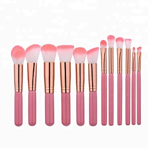 Custom Logo Synthetic Hair Wooden Handle 12pcs Makeup Brush Set Cosmetics