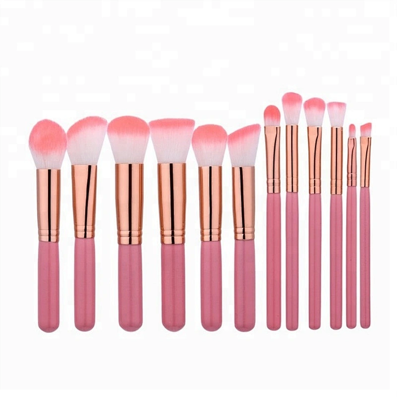 Custom Logo Synthetic Hair Wooden Handle 12pcs Makeup Brush Set Cosmetics